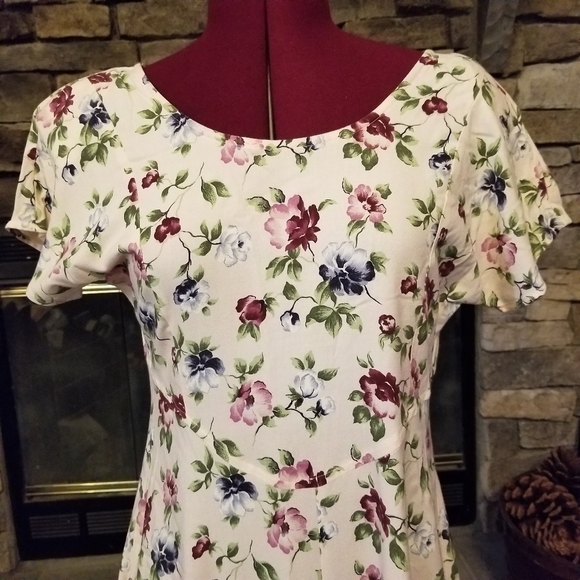 90s Light Pink Floral Dress - Picture 2 of 4